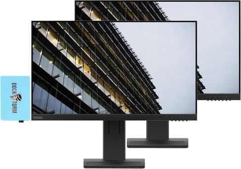 حزمة شاشة Lenovo ThinkVision مع Dockztorm Dock، شاشة 24 بوصة عالية الدقة (1920x1080)، معدل تحديث 60 هرتز، حامل VESA (100x100 مم)، HDMI، DP، مثالي للمنزل والأعمال، أسود (أحدث طراز 2024) (عبوتان) in Saudi Arabia