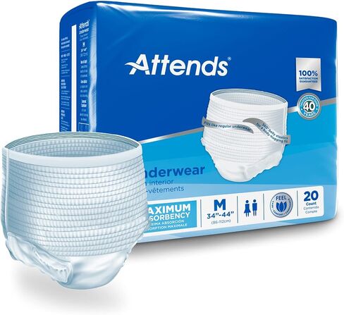 Attends Disposable Underwear Pull On with Tear Away Seams AP0720, Medium, 80 Ct in Saudi Arabia