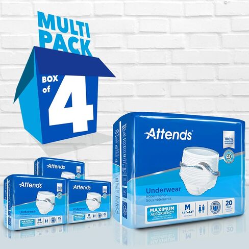 Attends Disposable Underwear Pull On with Tear Away Seams AP0720, Medium, 80 Ct in Saudi Arabia