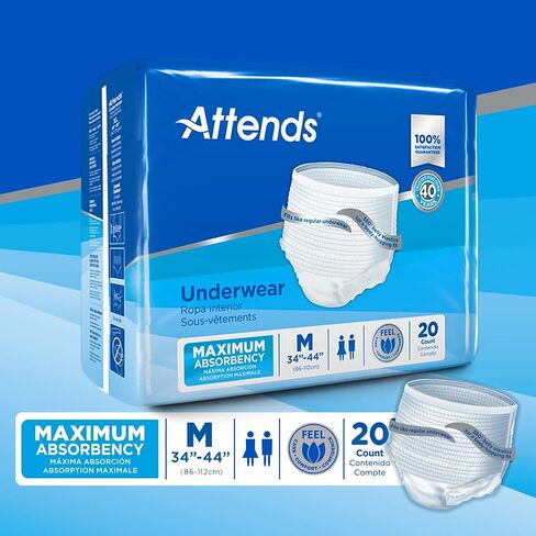 Attends Disposable Underwear Pull On with Tear Away Seams AP0720, Medium, 80 Ct in Saudi Arabia