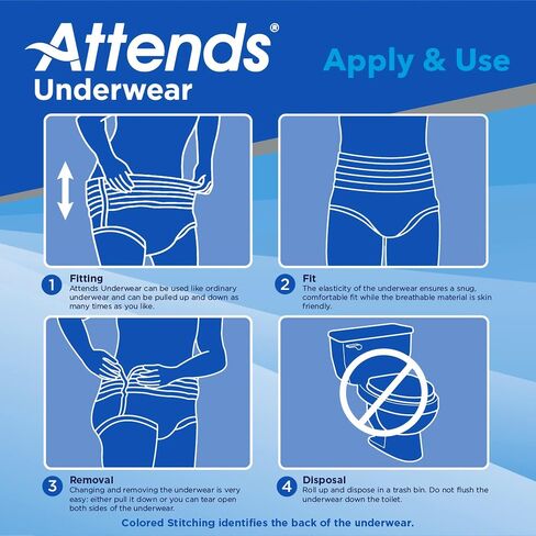 Attends Disposable Underwear Pull On with Tear Away Seams AP0720, Medium, 80 Ct in Saudi Arabia