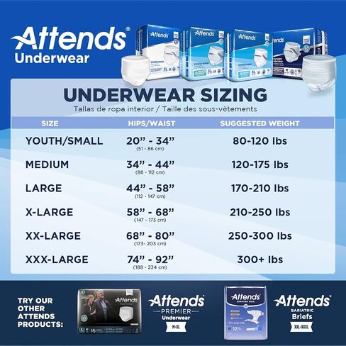 Attends Disposable Underwear Pull On with Tear Away Seams AP0720, Medium, 80 Ct in Saudi Arabia