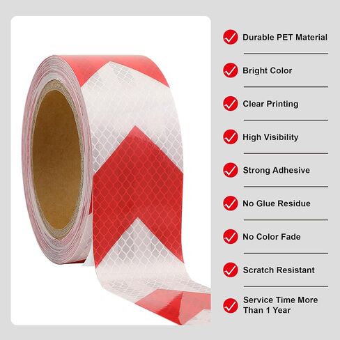 Checker Reflective Safety Tape Outdoor Waterproof Red & Yellow High Visibility Reflective Tape 2 Inch x33 Feet Reflective Hazard Caution Warning Tape Reflector Conspicuity Tape in Saudi Arabia
