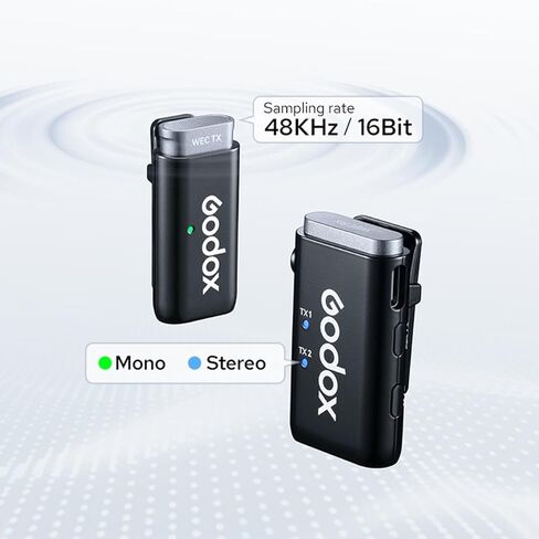 GODOX WEC Kit1 ميكروفون لاسلكي 2.4 جيجا هرتز مع خاصية إلغاء الضوضاء 656 قدم نظام ميكروفون لاسلكي لطية صدر السترة لكاميرات DSLR/iPhone/Android in Saudi Arabia