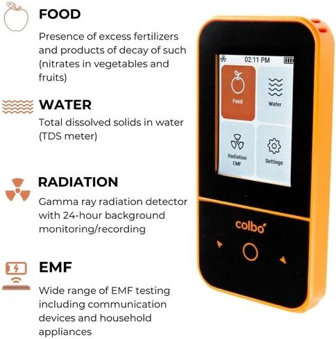 Colbo SafeCheck: مقياس EMF رقمي 4 في 1، وكاشف الإشعاع، واختبار المياه TDS، واختبار النترات. قياس جودة الغذاء والماء، ومقياس الإشعاع، ومعدات النجاة النووية in Saudi Arabia