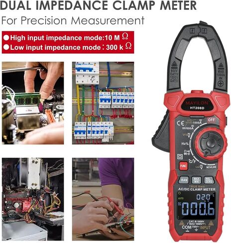 HT208D Amp meter clamp ac/dc,1000A True RMS multimeter tester, 6000 Counts,with Temperature, NCV, LPF, Voltage and Current Test,Diodes,Continuity,Duty-Cycle,Frequency, Resistance, Capacitance in Saudi Arabia