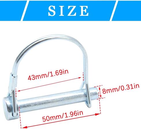 5Pcs Shaft Locking Pin 1/4"Trailers Lock Hitch Lock Pin Zinc Plated Carbon Steel Round Loop Safety Wire Lock Pin Length 1.57" for Farm Trailers Trolley Wagons Lawn Garden Towing(D-6x40mm) in Kuwait