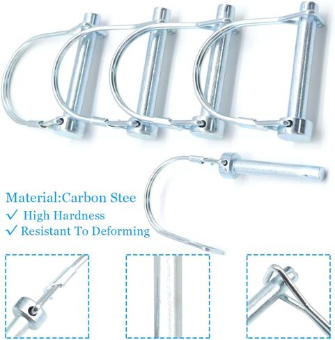 5Pcs Shaft Locking Pin 1/4"Trailers Lock Hitch Lock Pin Zinc Plated Carbon Steel Round Loop Safety Wire Lock Pin Length 1.57" for Farm Trailers Trolley Wagons Lawn Garden Towing(D-6x40mm) in Kuwait