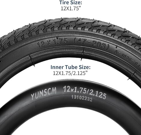 YUNSCM 12" Bike Tires 12x1.75/47-203 and 12" Heavy Duty Bike Tubes Schrader Valve Compatible with 12x1.75 12x1.90 12x1.95 Bike Bicycle Tires and Tubes (A-1036) in Saudi Arabia