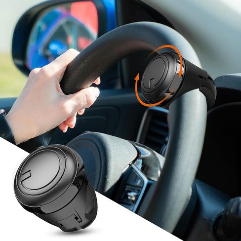 Car Steering Wheel Knob Spinner, Silicone Power Handle, 360 Degrees Automotive Suicide Knob Universal for for Any Cars, Trucks, Boats Steering Wheel (Black Pack of 1) in Kuwait