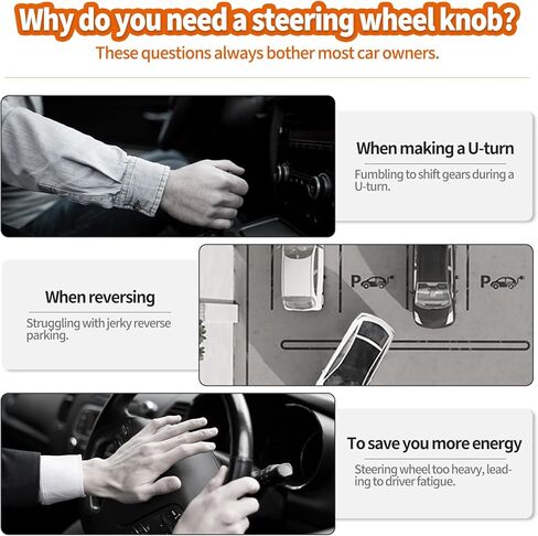 Car Steering Wheel Knob Spinner, Silicone Power Handle, 360 Degrees Automotive Suicide Knob Universal for for Any Cars, Trucks, Boats Steering Wheel (Black Pack of 1) in Kuwait