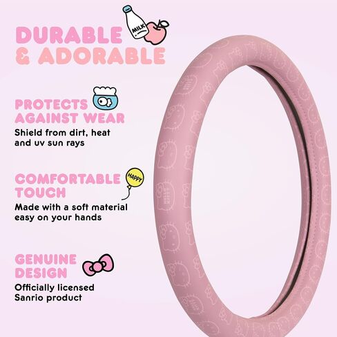 Hello Kitty Steering Wheel Cover, Official Sanrio Car Steering Wheel Cover with Universal Size 14.5-15.5, Cute Red Steering Wheel Cover for Women, Hello Kitty Car Accessories (Hello Kitty Red) in Saudi Arabia