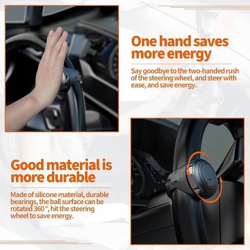 Car Steering Wheel Knob Spinner, Silicone Power Handle, 360 Degrees Automotive Suicide Knob Universal for for Any Cars, Trucks, Boats Steering Wheel (Black Pack of 1) in Kuwait