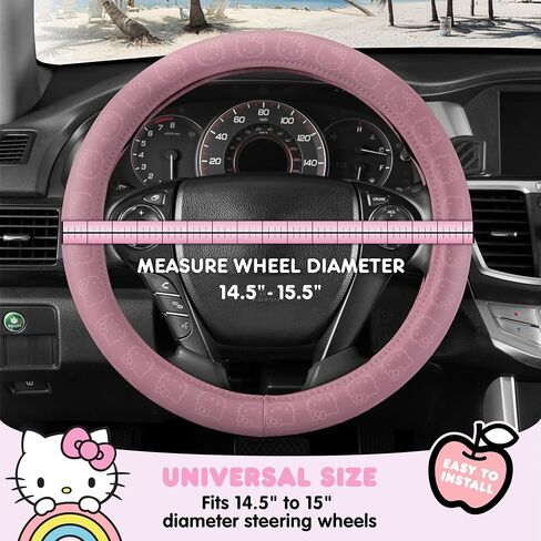 Hello Kitty Steering Wheel Cover, Official Sanrio Car Steering Wheel Cover with Universal Size 14.5-15.5, Cute Red Steering Wheel Cover for Women, Hello Kitty Car Accessories (Hello Kitty Red) in Saudi Arabia