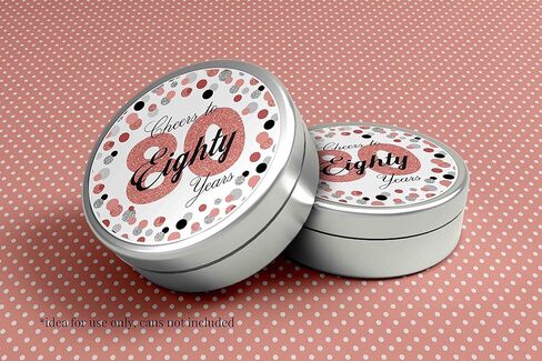 Confetti Rose Gold Polka Dot 80th Birthday Party Sticker Labels, 40 2" Party Circle Stickers by Amanda Creation, Great for Party Favors, Envelope Seals & Goodie Bags in Saudi Arabia