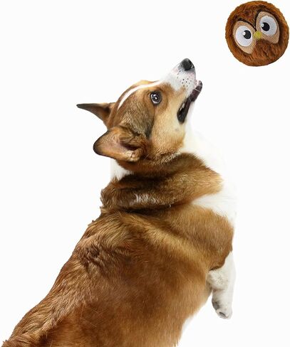 HugSmart Pet - كرة حديقة الحيوان | كرة تنس 2 في 1 قطيفة وتصدر أصواتًا للكلاب | ألعاب الكلاب التفاعلية القوية غير المحشوة للكلاب الصغيرة والمتوسطة والكبيرة (البومة) in Kuwait