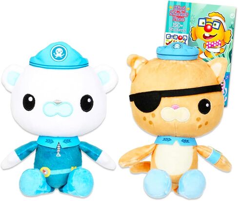Disney Octonauts Plushie Set - Bundle with 2 Plush 8" Octonauts: Captain Barnacles, and Kwazii, Plus Bonus Create-A-Face Sticker Book | Octonauts Stuffed Animals in Saudi Arabia
