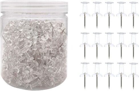 Clear Push Pins 600pcs Standard Thumb Tacks with Rose Gold Steel Point Transparent Plastic Head Pins for Hanging Photo Posters Craft Marking Map Wall Cork Board in Saudi Arabia