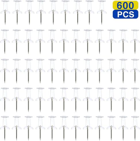 Clear Push Pins 600pcs Standard Thumb Tacks with Rose Gold Steel Point Transparent Plastic Head Pins for Hanging Photo Posters Craft Marking Map Wall Cork Board in Saudi Arabia