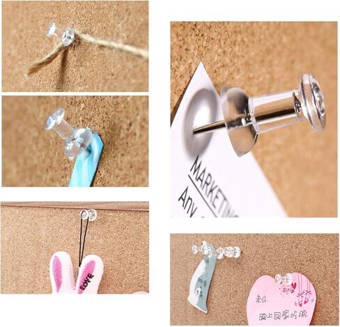 Clear Push Pins 600pcs Standard Thumb Tacks with Rose Gold Steel Point Transparent Plastic Head Pins for Hanging Photo Posters Craft Marking Map Wall Cork Board in Saudi Arabia