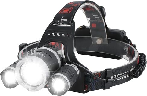 BORUIT RJ-3000 Headlamp Rechargeable LED Head Lamp Super Bright 5000 Lumen Outdoor Headlight 4 Modes, 4 Helmet Clips Waterproof Construction Hard Hat Head Light Adults Camping Hiking Hunting Gear in Saudi Arabia