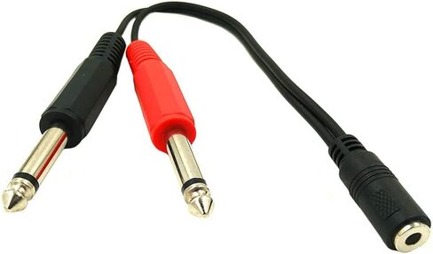 3.5mm Stereo to 6.35mm Mono Cable,3.5mm 1/8 TRS Stereo Female to 2 Dual 6.35mm 1/4 Inch Mono TS Male Y Splitter Cable.(3.5FM-2x6.35M) (5 feet) in Saudi Arabia