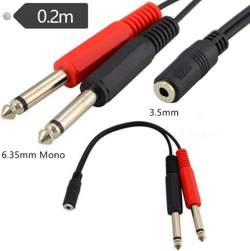3.5mm Stereo to 6.35mm Mono Cable,3.5mm 1/8 TRS Stereo Female to 2 Dual 6.35mm 1/4 Inch Mono TS Male Y Splitter Cable.(3.5FM-2x6.35M) (5 feet) in Saudi Arabia