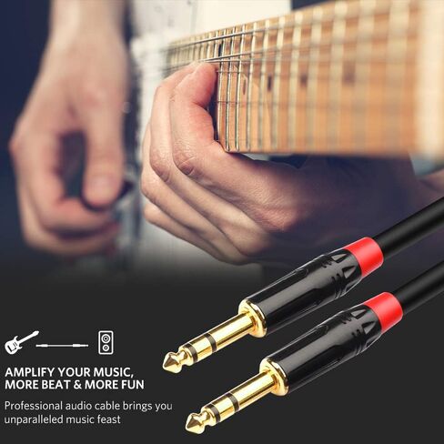 كابل TRS من Tisino DISINO مقاس 1/4 بوصة، عالي التحمل 6.35 مم ذكر إلى ذكر مقبس ستيريو كابل توصيل مسار الصوت المتوازن - 16 قدم/5 أمتار in Kuwait