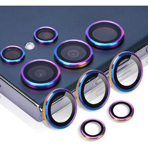 Camera Lens Protector for Samsung Galaxy S23 Ultra, Aluminum Alloy Ring Tempered Glass Lens Protector Anti Scratch Decorative Camera Cover Fits for Samsung Galaxy S23 Ultra (Black)