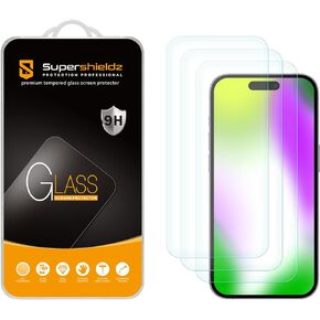 Supershieldz (3 Pack) Designed for iPhone 15 (6.1 inch) Tempered Glass Screen Protector, Anti Scratch, Bubble Free