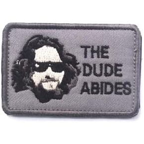 The Dude Abides Embroidery Patches Tactical Military Appliqued Badges for Clothing Hat Bag Jackets Backpack Embroidered Patch