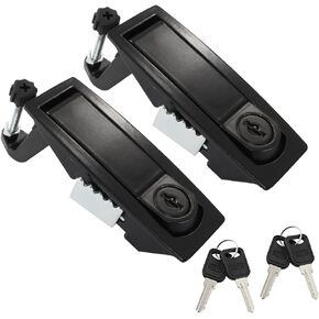 2 Pcs Compression Latch Lock, Zinc Alloy Trigger Latch Lock Adjustable Lever Hand Operated Compression Latch with Raised Trigger, with Keys(Black)