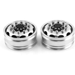 1:14 Scale Tamiya Trailer Tractor Truck RC Vehicle 2pcs Metal Alloy Front Wheel Rims Upgrade Parts (Rear Wheel hub)