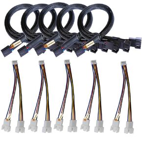 Lsgoodcare 5PCS PC Fan Y Splitter 1 to 3 Converter Computer Fan Power Extension Cable for PWM Fan Computer ATX Case + 5Pcs Mini 4 Pin to Dual Standard 3 Pin/4 Pin Extension Converter Cable