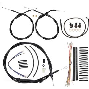 MoKitDora Softail 16" Handlebar Extended CAN-Bus Wiring Clutch Brake Line Throttle Cables and Turn Signal Harness for 2007-2010 Harley FXST Custom Heritage FLSTF Night Train Deuce No ABS, Black
