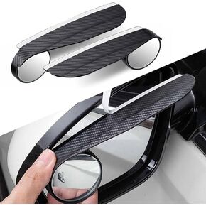 Pack-2 Car Carbon Fiber Rain Eyebrow, 2-in-1 Adjustable Wide-angle Rearview Blind Spot Mirror, Rainwater Diversion Reflective Protective Cover, Universal for Cars Side Mirror Parts (Black)