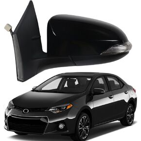 Marretoo for Toyota COROLLA Side Mirror Driver Side(LH) BLACK Assembly 2015 2016 2017 | Power | Heated | Turn Signa| ReplacementTO1320295 for Toyota COROLLA Accessories