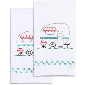 Jack Dempsey Needle Art Camper Hand Embroidery, White