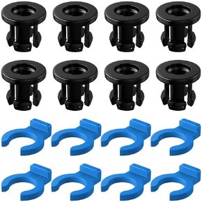 16pcs Bowden Tube Coupling Collet Clamp Clip Bowden Collet and Clip Set 3D Printer Accessories for Creality Micro Swiss All Metal Hotend Filament Printer Parts, Black+Blue