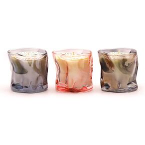 Scented Candle Set | Irregular Glass Jar Aromatherapy Candle Set - Scented Candle for Home Decor, Relaxation | 3 Pack Candle Scents of Sandalwood/Osmanthus/Blue Wind Chime