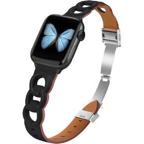 Leather Band Compatible with Apple Watch ULtra 2 1 Series 9 8 7 6 5 4 3 SE 38mm 40mm 41mm 42mm 44mm 45mm 49mm Mem And Women iwatch Bands