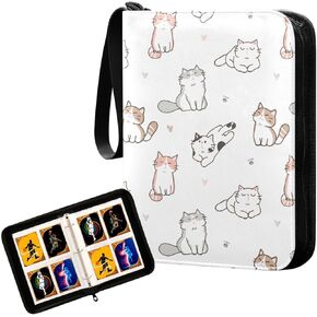 Card Binder 400 Pockets Colorful Rainbow Floral Plaid Trading Card Binder with 50 Removable Pages，3 Rings Trading Card 4 Pocket Album Folder for Game Cards TCG