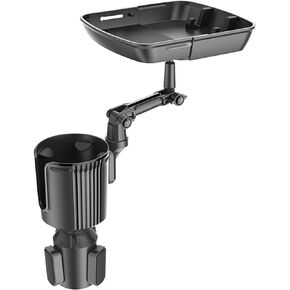 صينية حامل أكواب السيارة، حامل أكواب السيارة، محول موسع، صينية السيارة لتناول الطعام، حامل أكواب قابل للتوسيع لصينية السيارة، طاولة دوارة قابلة للتعديل مع فتحة هاتف إضافية مناسبة لمعظم السيارات والشاحنات، أسود in Kuwait