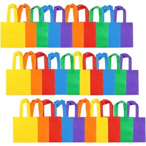 Aneco 30 Pieces Non-Woven Goodie Bags 8×8 Inch Party Favor Gift Bag Reusable Rainbow Cloth Bag for Birthday Party Baby Shower Wedding