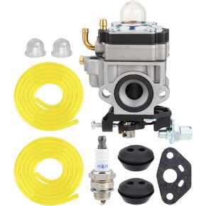 XT140B Carburetor for John Deere T105C Weed Wacker XT140B T105S UT15150 T26SB XT105SB UT-26032 UT-26035C UT-26100 UT-26100A String Trimmer with Spark Plug Fuel Line Gasket