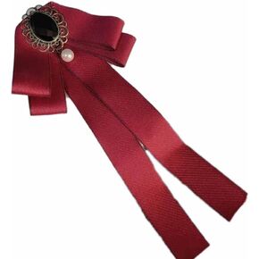 Womens Bow Tie Brooch Ribbon Bowknot Brooch Pins Crystal Pre Tied BowTie Collar Neck Bow Brooch Pins