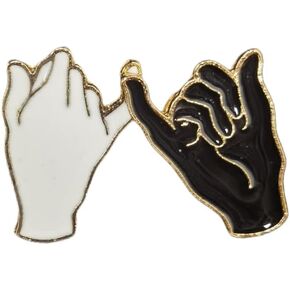 2pcs Pinky Promise Friendship BFF Brooches Pins Set for Women Girls Couple Unisex Fashion Cute Black White Enamel Backpacks Badge Hat Dress Accessories Valentine Farewell Jewelry Gifts
