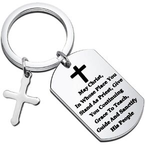 BEKECH May Christ Priest Keychain Priest Gift Pastor Gift Bible Study Jewelry Pastor Minister Gift