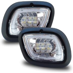 FV FIT LED Fog Light Chrome LED projector with Halo Left Driver and Right Passenegr Side for Freightliner Cascadia 2008 2009 2010 2011 2012 2013 2014 2015 2016 2017 DOT SAE Approved