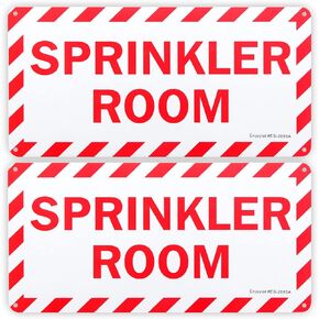 2-Pack Sprinkler Room Sign,for Indoor or Outdoor Use，12"x 6" .04" Aluminum Reflective Sign Rust Free Aluminum-UV Protected and Weatherproof